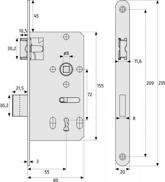 Abus Einsteckschloss ESK BB Universal